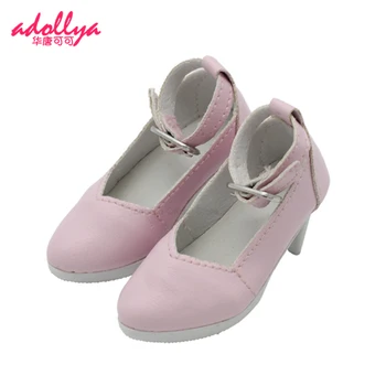 Adollya BJD בובה אביזרים נעליים, בובות עור PU גברת נעלי עקבים גבוהים לבן ורוד נעלי הכסף מתאים 1/3 בובות