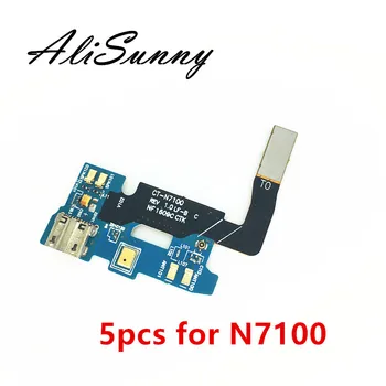 AliSunny 5pcs יציאת טעינה להגמיש כבלים עבור סמסונג הערה 2 N7100 USB מחבר מזח מיקרופון תיקון חלקים
