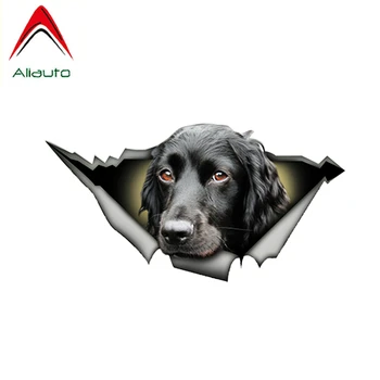 Aliauto שחור קוקר ספנייל הרכב מדבקה 3D כלב מתכת קרועה מדבקות ויניל עמיד למים רכב, אופנועים,סטיילינג, 13cm*7 סנטימטר
