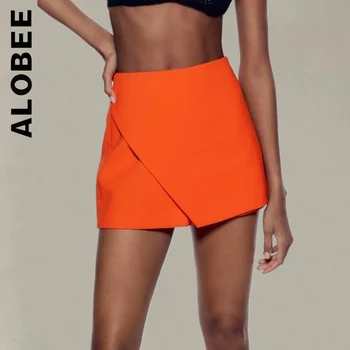 Alobee רחוב פרי צבע מכנסיים קצרים 2023 חדש קיץ אופנה נשית צעירה נשים מכנסיים קצרים מזדמנים גבוהה המותניים בצד רוכסן במכנסיים קצרים.