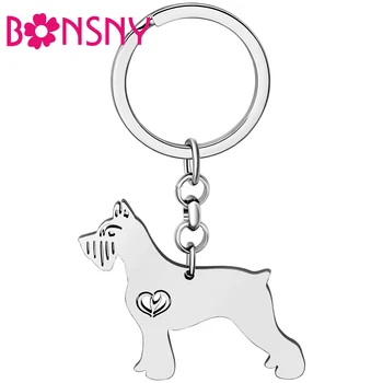 Bonsny פלדה אל חלד מצופה כסף שנאוצר טרייר כלב מחזיקי מפתחות מחזיק מפתחות וחיות מחמד מחזיקי מפתחות תכשיטי אופנה לנשים