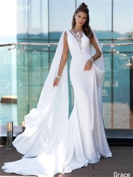 Cenove V-צוואר שיפון צעיף רשמי אירוע חתונה שמלת נשף נדן לבן ללא משענת שמלות ערב לנשים 2023 הכלה