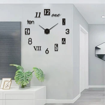 DIY עיצוב מודרני פשוט שעון דיגיטלי שקט שעון קיר אגרוף-בחינם קיר מדבקה Office Home השעון בחדר המגורים קישוט הקיר