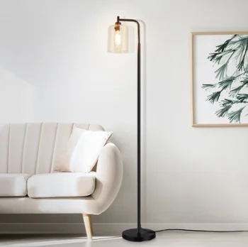 Depuley הנורדי, אנכי, מתכת LED מנורת רצפה מזכוכית בגוון פליז עמוד קשת גבוה תאורה לחיות השינה המשרד E26 זהב/שחור