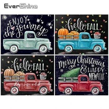 EverShine יהלום רקמה חג המולד פסיפס אומנות ערכות 5D יהלום ציור המכונית לחצות סטיץ רקמה מצוירת לילד תחביב