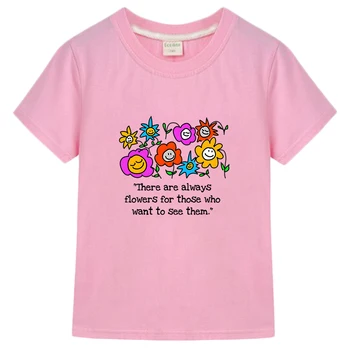 Hhenri Mmatisse עלים פרחים מצויר טי-שירט לילדים קיץ, שרוול קצר חולצה בנים ובנות 100% כותנה Tshirts חמוד