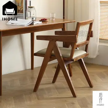 IHOME מודרני מינימליסטי קש כסא עץ מלא הכיסא נורדי עץ מלא אפור רהיטים Homestay בר יצירתי חזרה הכיסא החדש 2023