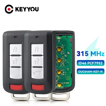KEYYOU Keyless ללכת מרחוק חכם מפתח 3+1B 315Mhz / 434MHz ID46 PCF7952 עבור מיצובישי לנסר נוכרי 2008-2016 OUC644M-מפתח-N
