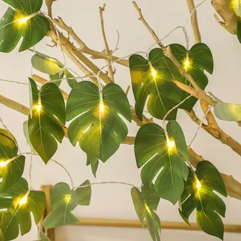 Led אורות מחרוזת מופעל על סוללה מלאכותית עלה אור הפיות הוואי גרלנד חג המולד תאורה חיצונית החתונה Patry עיצוב 3M 6M