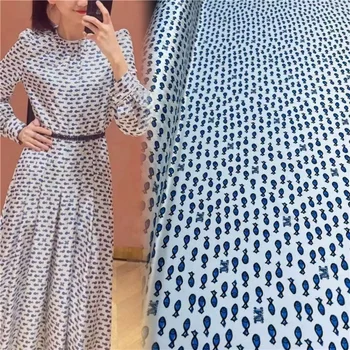 M פופולרי 21mumi דיגיטלי מודפס אריג משי בד אופנה יוקרה הקיץ חולצה חצאית DIY מעצב דמות בד לפי מטר