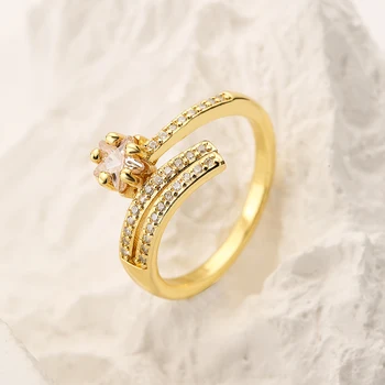 Mafisar אופנה רומנטית טבעות נישואין נקבה אירוסין תכשיטי זהב צבע AAA CZ זירקון פתח טבעות אלגנטי לנשים מתנה