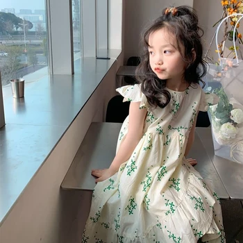 Menoea פרח בנות שמלת קיץ, תינוק חדש בגדי ילדות קוריאני פרחים שמלות הדפסה ילדים שמלת נסיכה בגדי ילדים