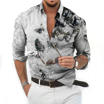 Mens חולצות פנאי החולצה מקסימום 3D החתונה החוף לנשימה עסקים קרדיגן Clubwear הוואי חג האופנה