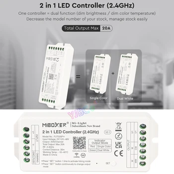 Miboxer 20A הנוכחי גבוה פלט 2/3 1 LED הרצועה Controller 12V 24V צבע יחיד/כפול לבן/RGB/RGBW/RGBCCT אורות הקלטת דימר