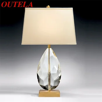 OUTELA דימר מנורת שולחן עכשווי LED קריסטל זהב שולחן אור יוקרה דקורטיביים הביתה למיטה בחדר