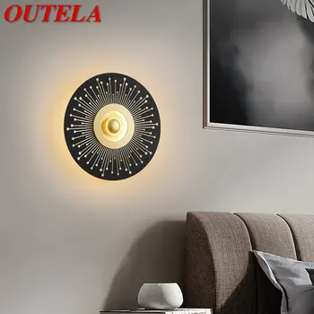 OUTELA מודרנית קיר מנורת LED נורדי יצירתי שחורה פשוטה הפנים מנורות קיר אור על עיצוב הבית הסלון, חדר השינה ליד המיטה