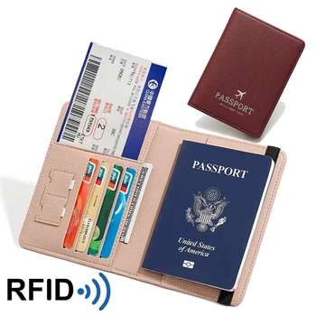 RFID מותג האופנה נסיעות דרכון בעל נשים עור PU עסקים דרכון לכסות זהות בעל כרטיס האשראי במקרה דרכון נשים
