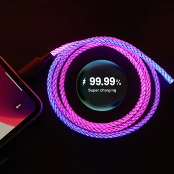 RGB 100W סופר טעינה מהירה טלוויזיה בכבלים תאריך זרימת מגניב צבעוני זוהר קו עבור Huawei Xiaomi Type-C חוט נתונים 30W עבור iPhone