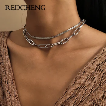 Redcheng זהב, צבע כסף Geoometric סט שרשרת לנשים אופנה חדשה פשוט רומנטי אלגנטי קלאסי אירוסין תכשיטים מתנה