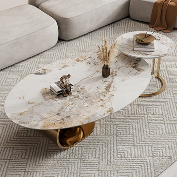 Rockboard שולחן קפה בשילוב אור פזרנות פשוט בסלון הבית מעצב איטלקי בסגנון מינימליסטי גבוהה הגיוני