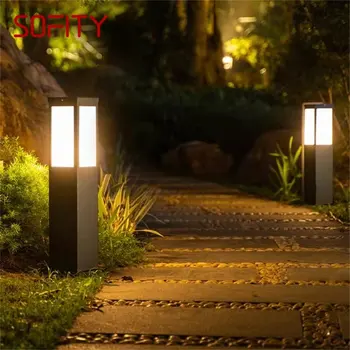 SOFITY שחור חיצונית הדשא מנורה מודרנית אור LED אטימות IP65 על וילה הבית הנתיב גן