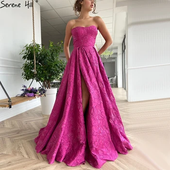 Serene Hill רוז אדום סקסי שמלת ערב 2023 דובאי קו A ללא כתפיות רשמית המסיבה ללבוש את השמלה CLA70699