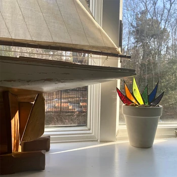 Suncatcher צבעונית אגבה הצמח לעציץ מיני קישוט מלאכותי אגבה עיצוב צמחים על אדן החלון, מרפסת