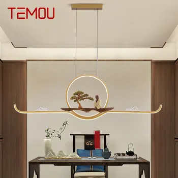 TEMOU LED המודרני 3 צבעים שנדליר מנורת תקרה סיני זן יצירתי תה-הבית תלוי גוף תאורה למחקר חדר האוכל