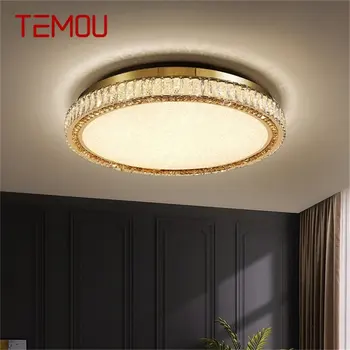 TEMOU הפוסט-מודרנית תקרה מנורת זהב הוביל בסיבוב הקריסטל דקורטיביים גופי עבור חדר השינה מחקר אור