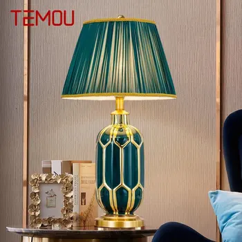 TEMOU מודרני קרמיקה מנורת שולחן LED פשוטה יצירתי ירוק נורדי ליד המיטה שולחן אור הביתה סלון עיצוב חדר השינה