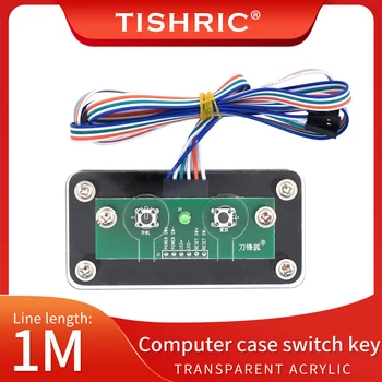 TISHRIC תיק למחשב לחצן מקש 1m המחשב מתג כפתור שולחן העבודה חיצוני מתג הפעלה/הפעלה מחדש המפתח למחשב מקרה אספקת כוח כפתור