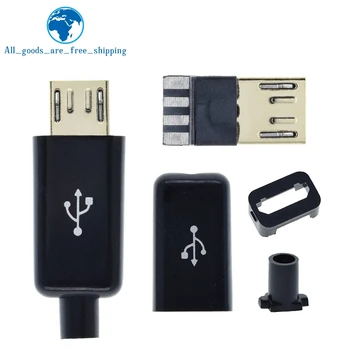 TZT 10pcs 5PIN USB מיקרו ריתוך סוג התקע זכר מחברים מטען USB 5P הזנב שקע הטעינה 4 ב 1 לבן שחור