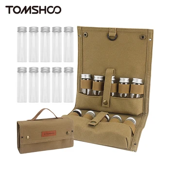 Tomshoo עמיד ברביקיו ספייס שקית אחסון כולל 10 בקבוקים חיצוני קמפינג נייד פיקניק, ברביקיו, תיבול תבלינים בקבוק שקית אחסון