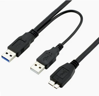 USB 3.0 זכר מיקרו USB 3 Y כבל עם תוספת כוח usb USB3.0 זכר מיקרו USB3.0 B זכר כבל מתאם עבור כונן קשיח HDD חדש