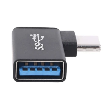 USB C ל-USB 3.0 אלומיניום מתאם USB 3.0 נקבה 90 מעלות 3.1 Type C זכר Converter for Smartphone Tablet כונני פלאש מפתח