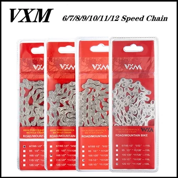 VXM אופניים שרשרת אופניים 6 7 8 9 10 11 12 מהירות Velocidade Electroplated שרשרת הרים אופני כביש MTB שרשראות חלק 116 קישורים