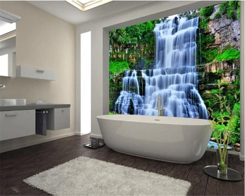 WELLYU אופנה יוקרתית אישיות מרהיב טפט מצוק מפל מים אמבטיה קיר רקע טפט על קירות 3 d3D