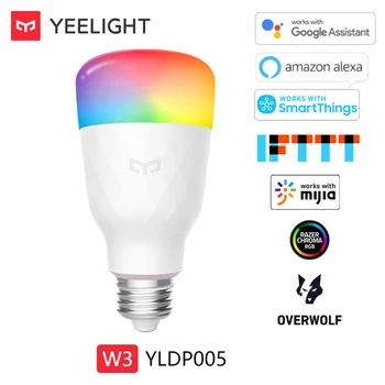 Yeelight חכמה LED צבע הנורה W3 ססגוניות אווירה המנורה 900lm 8W אפליקציה שליטה קולית לעבוד עם Google הביתה אלקסה IFTTT Mijia