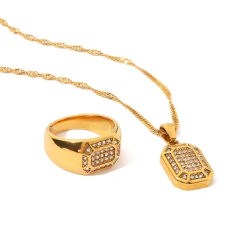 Youthway יוקרה לבן זרקונים טיטניום פלדת שרשרת באיכות גבוהה זהב 18K צבע אופנתי תכשיטים מתנה