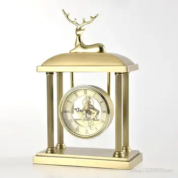 Z-T006 טהור בסדר נחושת שעון של שולחן עם אייל שקט קוורץ Cuprum השעון צבי קישוט