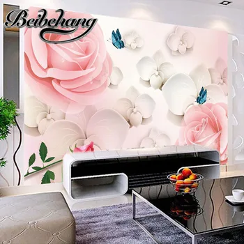 beibehang Beibehang תמונה מותאמת אישית טפט ורדים 3D סטריאו, טלוויזיה רקע קישוט קיר ציורי קיר הסלון אמנות טפט