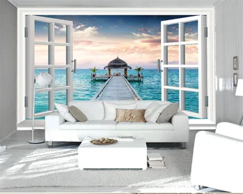 beibehang אישית מודרני יפהפה על שפת הים השינה, הסלון רקע טפט הנייר דה parede קיר מסמכי עיצוב הבית