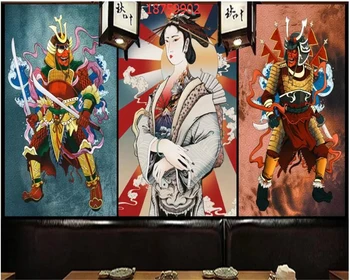 beibehang גודל מותאם אישית בסגנון יפני ukiyoe צבוע קימונו בנות להבין את המסעדה נוסע רקע ציור קיר טפט
