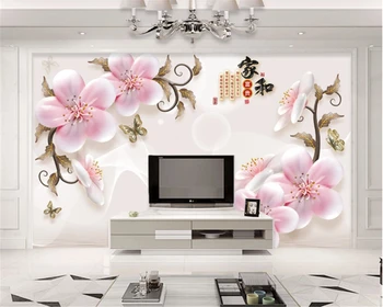 beibehang טפט מותאם אישית, תמונות 3D עם תבליט פרחים הביתה ועשיר בסגנון אירופאי סלון, חדר שינה טלוויזיה רקע קיר נייר