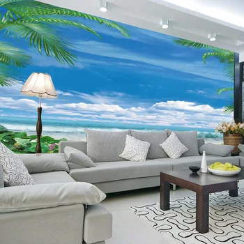 beibehang טרי האוקיינוס פשוט 3D סטריאוסקופית הקיר הגדול בחדר השינה בסלון ספה טלוויזיה רקע 3D טפט הנייר דה parede