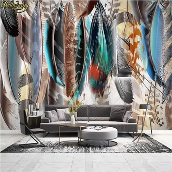 beibehang מודרני מינימליסטי מצוירת תמונה, ציור קיר טפט על קירות 3 D ציורי קיר צבעוניים, נוצות טפטים לסלון