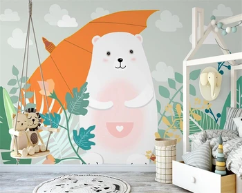 beibehang מותאם אישית הנורדית המודרנית טרי לבן חיה חדר ילדים חדש מצוירים ביד טפט קיר מסמכי עיצוב הבית papier peint