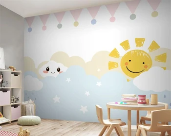beibehang מותאם אישית חדש חדר ילדים השמש עננים ילד ילדה השינה בכיתה בגדי ילדים חנות טפטים papier peint