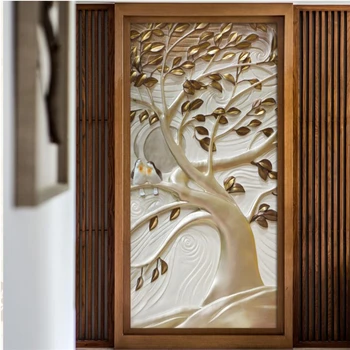 beibehang שמח בברכת העץ סטריאו הקלה אמנות ארקייד רקע קיר מותאם אישית גדולה טפט הנייר דה parede קיר