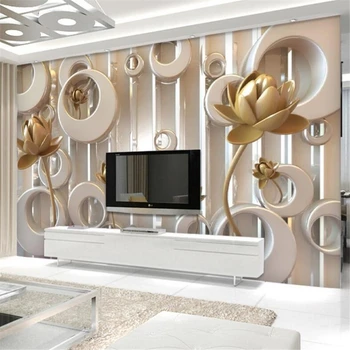 wellyu טפט מותאם אישית 3d lotus TV רקע נייר קיר בסגנון אירופאי מודרני טפט בסלון 3d סרט זכוכית קיר обои